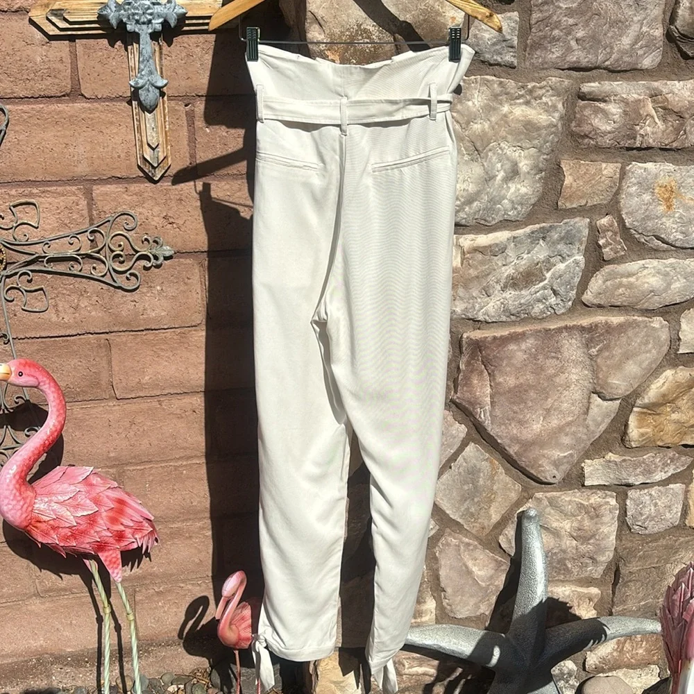 Reformation Avalon Pants Ivory High Waist Size 6 Belted Lyocell Boho Summer